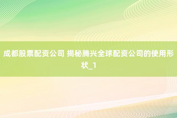 成都股票配资公司 揭秘腾兴全球配资公司的使用形状_1