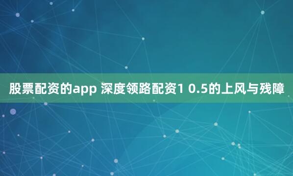 股票配资的app 深度领路配资1 0.5的上风与残障