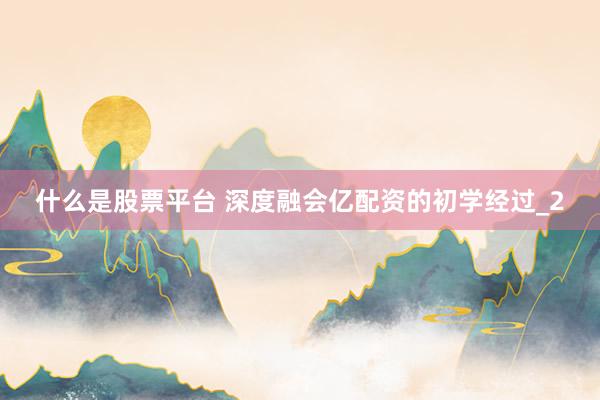 什么是股票平台 深度融会亿配资的初学经过_2